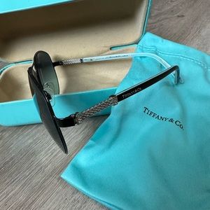 Tiffany and Co Black and Blue Aviator Sun Glasses